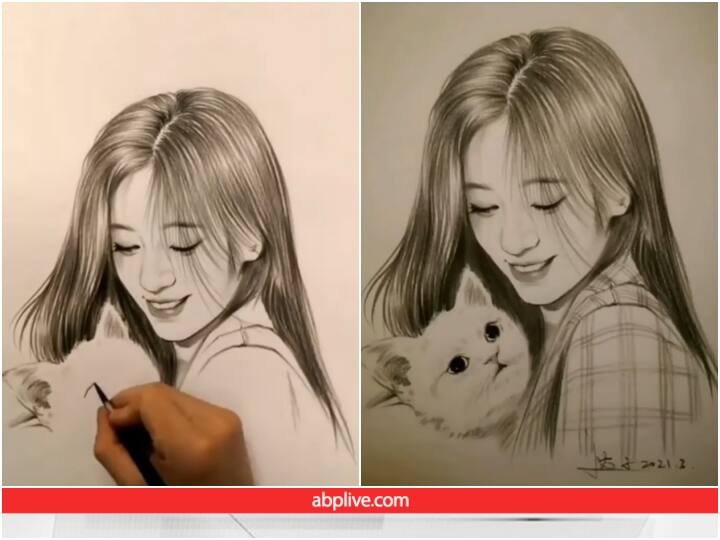 An artist is seen making a portrait using a pen video went viral on social media Video: आर्टिस्ट ने बनाया ऐसा शानदार पोर्ट्रेट कि हर किसी ने शुरू से एंड तक देखा वीडियो