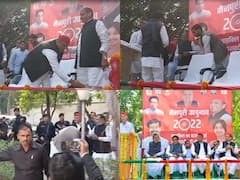 एकजुट परिवार, चेहरे पर मुस्कान और भरपूर सम्मान, आदित्य ने राम गोविंद चौधरी तो अखिलेश ने चाचा शिवपाल के छुए पैर