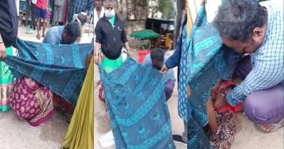 Tirupati pregnant woman gave birth to a baby on the road Tirupati: கர்ப்பிணி பெண்ணை சேர்க்க மறுத்த அரசு மருத்துவமனை..! நடுரோட்டில் குழந்தையை பெற்றெடுத்த அவலம்..!