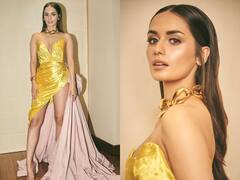 IN PICS: Manushi Chhillar Shines In A Golden Gown