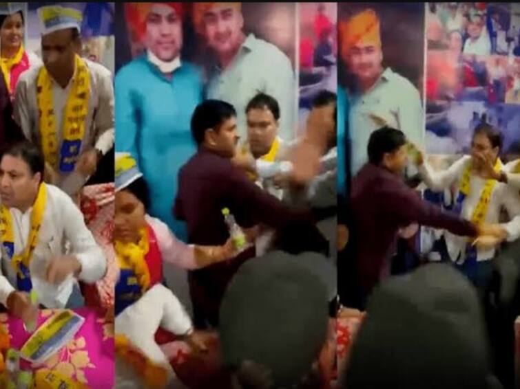AAP MLA Gulab Singh Yadav Beaten Up his party people In Delhi Runs To Save Himself Watch Video:  துரத்தி, துரத்தி அடிச்ச கட்சித் தொண்டர்கள்..! தலை தெறிக்க ஓடிய எம்.எல்.ஏ...! என்ன காரணம்..?