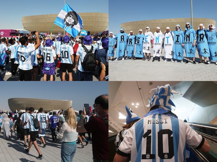 Fans of Argentina have thronged Lusail stadium in Doha, Qatar to witness the Group-C match between Argentina and Saudi Arabia today.