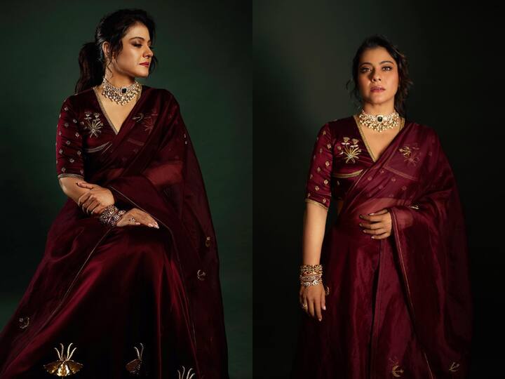 Kajol Devgan's upcoming film Salaam Venky's promotions have begun. For one such promo look, Kajol wore a maroon lehenga. Check out pics