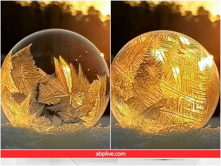 super satisfying freezing soap bubble video is viral on social media कभी देखी है ऐसी ठंड... देखते ही देखते साबुन का बुलबुला बन गया बर्फ का टुकड़ा... वीडियो देखें
