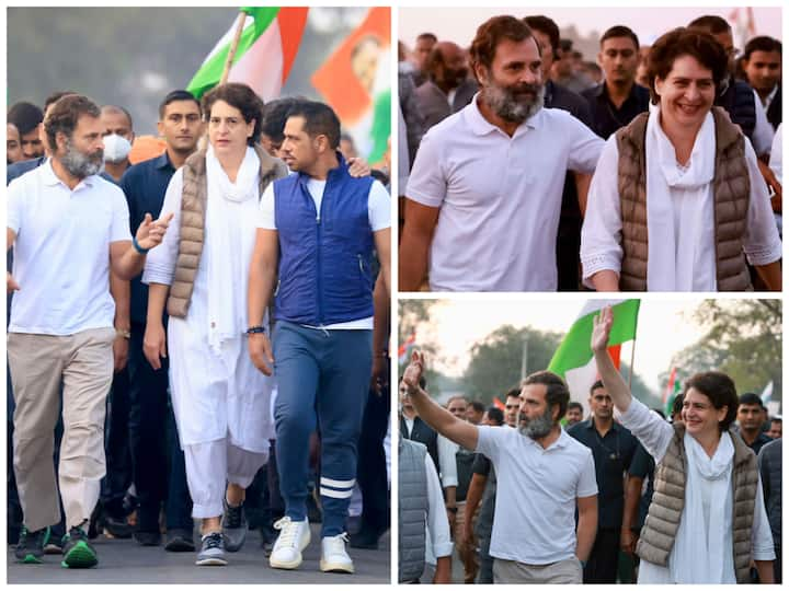 Priyanka Gandhi Vadra and her husband Robert Vadra join Congress' Bharat Jodo Yatra led by Rahul Gandhi for the first time.