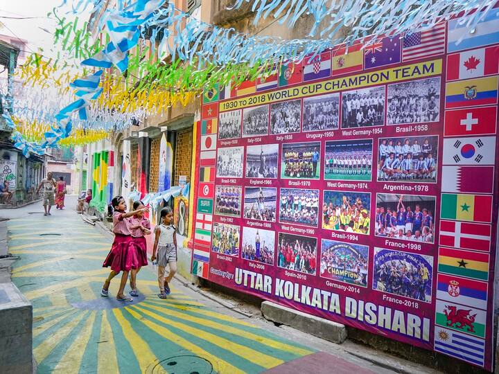 FIFA World Cup 2022: Fans wearing the jerseys of their favorite football stars have put up giant cutouts of legends like Messi, Neymar and Ronaldo outside their homes.