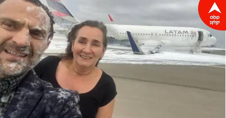 couple is seen taking a selfie with the latam airlines plane crash in peru capital lima Trending: ਜਹਾਜ਼ ਹਾਦਸੇ 'ਚ ਮਸਾਂ ਬਚੀ ਜਾਨ, ਜੋੜੇ ਨੇ ਜਹਾਜ਼ ਨਾਲ ਲਈ ਸੈਲਫੀ