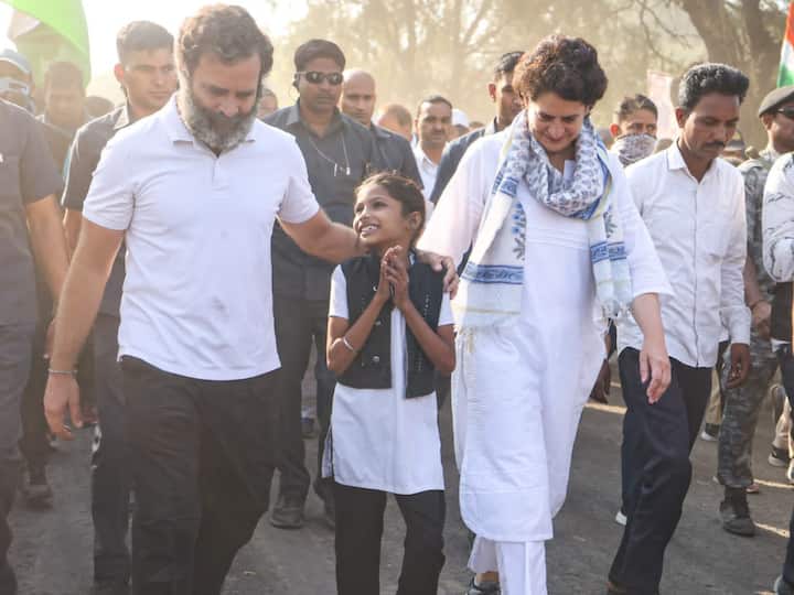 Congress general secretary in-charge of Uttar Pradesh Priyanka Gandhi Vadra participated in the Bharat Jodo Yatra for the second consecutive day on Friday during its Madhya Pradesh leg. (Source: ANI)