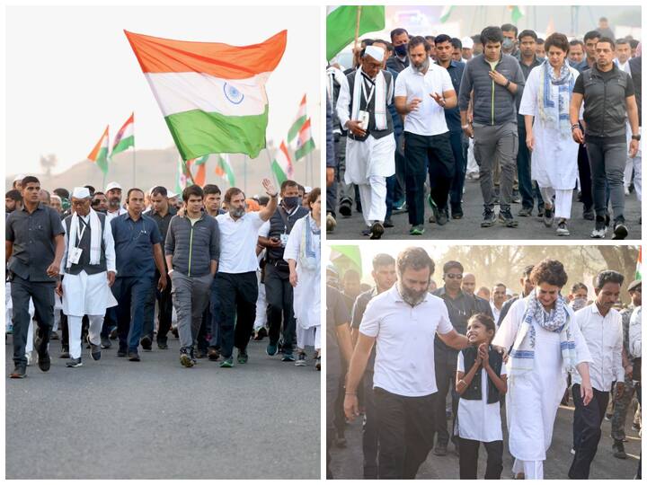 Raihan Vadra joins Bharat Jodo Yatra in Khargone, Madhya Pradesh with his parents Priyanka Gandhi Vadra and Robert Vadra as well as his uncle Rahul Gandhi.