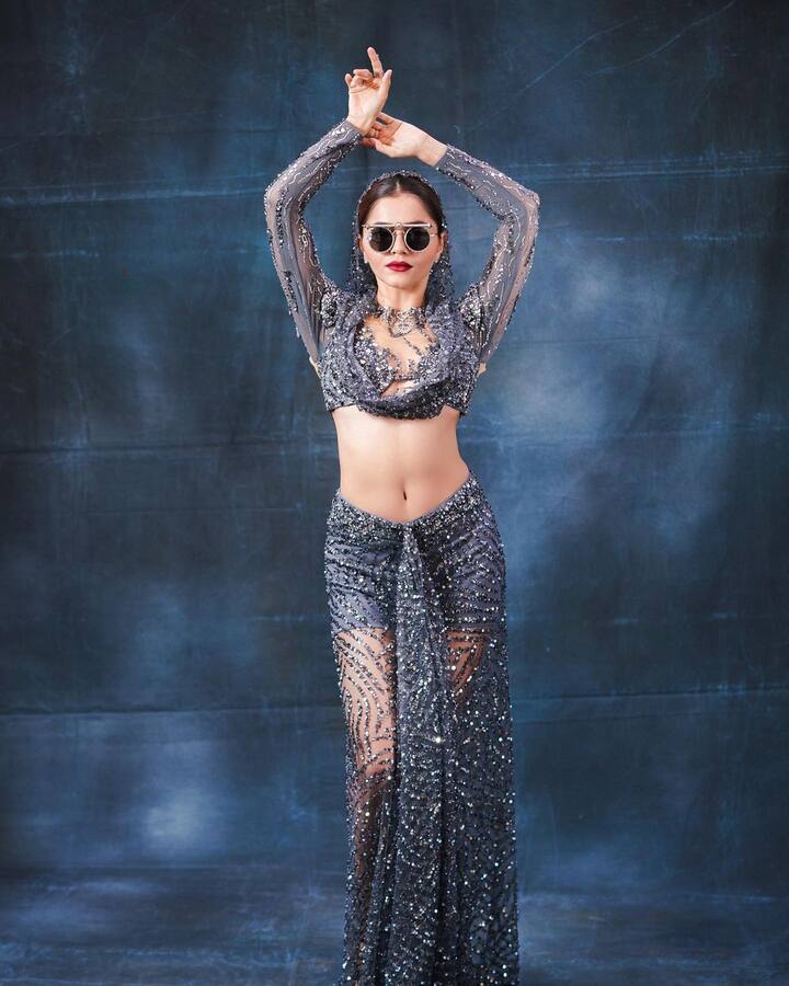 येथे तिने ग्रे सिक्वेन्स्ड ड्रेस परिधान केलेला दिसत आहे.(फोटो सौजन्य: rubinadilaik/इंस्टाग्राम)