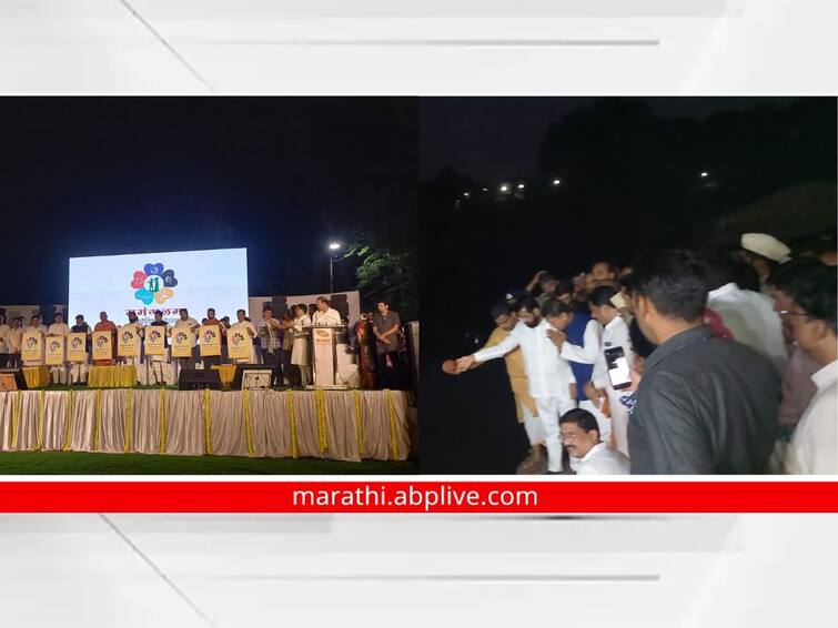 Aarti of Panch Ganga at the Ghat by Chief Minister Unveiling of Sumangalam emblem CM Eknath Shinde In Kolhapur : मुख्यमंत्र्यांच्या हस्ते घाटावर पंचगंगेची आरती; 'सुमंगलम' बोधचिन्हाचे अनावरण