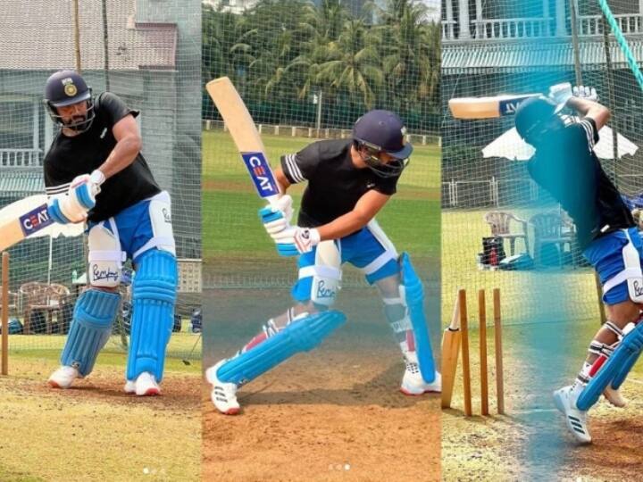 Indian team captain Rohit Sharma is practicing in the nets for Bangladesh tour photo goes viral on social media IND vs BAN 2022: बांग्लादेश दौरे के लिए जमकर पसीना बहा रहे हैं रोहित शर्मा और चेतेश्वर पुजारा, फोटो हुआ वायरल