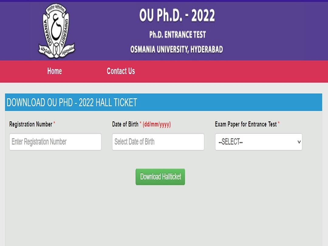 Osmania university has released ou phd exam halltickets, Download now OU Phd: వెబ్‌సైట్‌లో ఓయూ పీహెచ్‌డీ ప్రవేశ పరీక్షల హాల్ టికెట్లు, పరీక్ష షెడ్యూలు ఇదే!