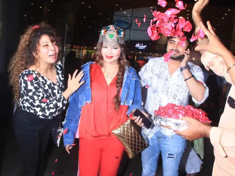 rakhi sawant got surprise birthday celebration from boyfriend adil durrani airport video viral Watch: राखी सावंत के बर्थडे को बॉयफ्रेंड आदिल ने बनाया खास, एयरपोर्ट पर ही किया ग्रैंड सेलिब्रेशन