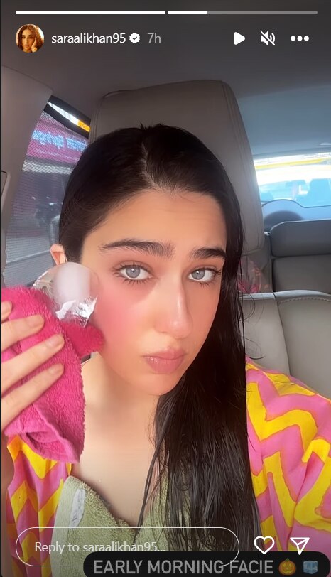 पैपराजी को देख चेहरा छुपाने के बाद Sara Ali Khan ने शेयर की ऐसी तस्वीर, चेहरे पर बर्फ लगाती आईं नजर