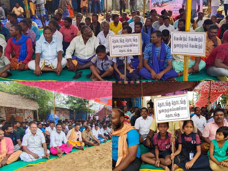 villupuram: Fishermen on hunger strike demanding immediate implementation of fishing harbor work TNN விழுப்புரம்: மீன்பிடி துறைமுகம் பணியை செயல்படுத்தக் கோரி ஈசிஆரில் மீனவர்கள் போராட்டம்