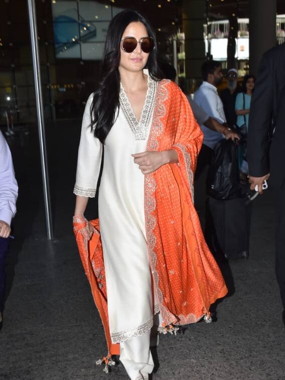 व्हाइट सूट में कैटरीना का देसी लुक, फैंस ने की तारीफ