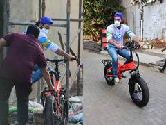 Ranbir Kapoor Photos: 1.9 लाख की इलेक्ट्रिक साइकिल पर सवारी करते दिखे 'सांवरिया', नए घर की कंस्ट्रक्शन साइट पर पहुंचे रणबीर कपूर