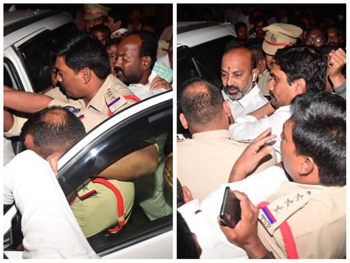 The Telangana police stopped state BJP President Bandi Sanjay Kumar on his way to Bhainsa town to launch the fifth phase of the 'Praja Sangrama Yatra' on Monday