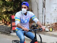 Ranbir Kapoor Gets Snapped Riding His Fancy E-Bike On Streets Of Mumbai
