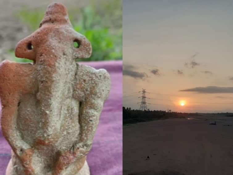 panruti Ganesha statue made of clay found at  the banks of thenpennai river TNN தென்பெண்ணை ஆற்றங்கரையில் சோழர் கால சுடுமண் விநாயகர் பொம்மை கண்டெடுப்பு