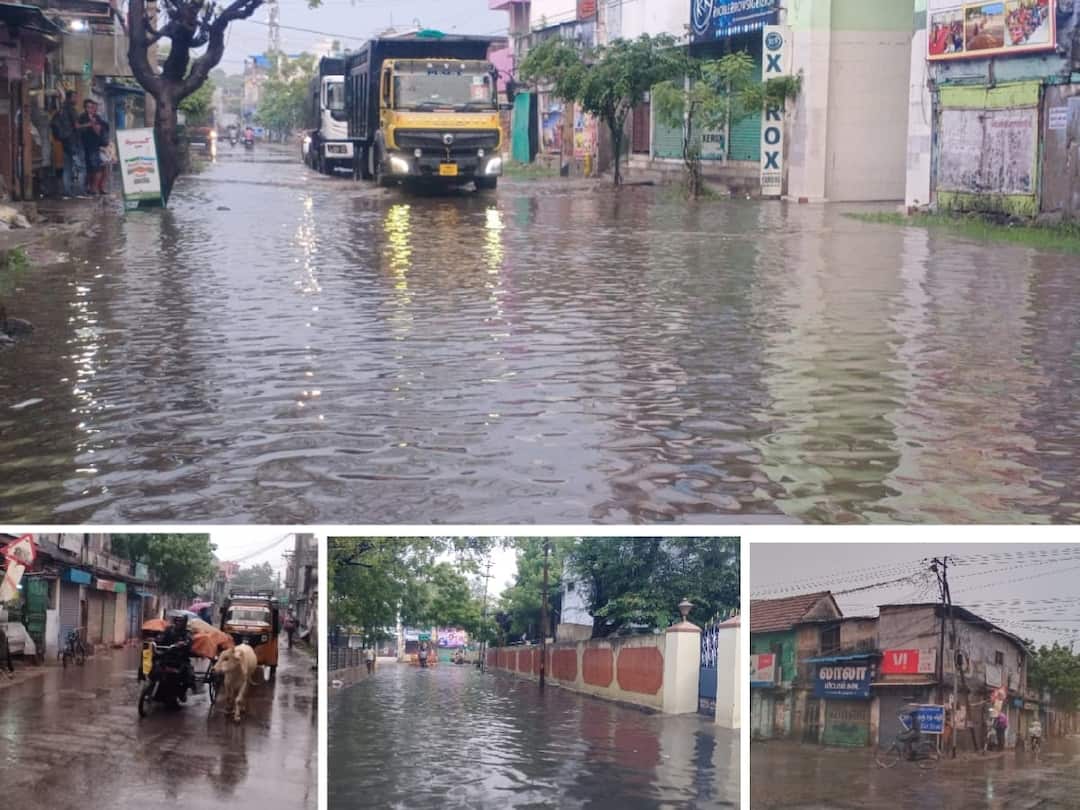 Widespread rain in Tuticorin district-Collector who gave leave after going to school TNN தூத்துக்குடியில் பரவலாக மழை...வழக்கம்போல் நீரில் மூழ்கிய பிரதான சாலை..!