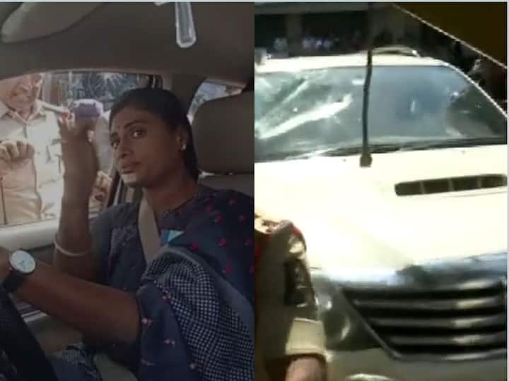 WATCH: Hyderabad Police Tow YSRTP Chief Sharmila's Car With Her Inside As She Protests Against CM KCR WATCH: Hyderabad Police Tow YSRTP Chief Sharmila's Car With Her Inside As She Protests Against CM KCR