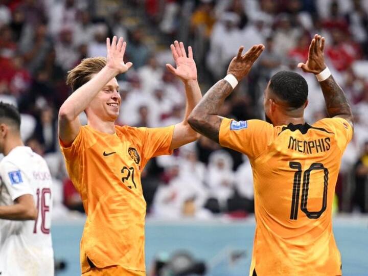 The Netherlands beat Qatar 2-0 in Group A of the Football World Cup to reach the last 16 round FIFA World Cup 2022: कतर के खिलाफ जीत से अंतिम-16 में पहुंचा नीदरलैंड्स, मेजबान टीम टूर्नामेंट से बाहर