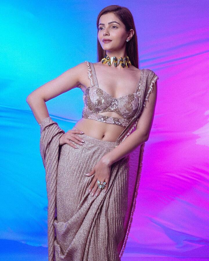 अभिनेत्रीने कमीतकमी मेकअपसह तिचा लूक पूर्ण केला आहे आणि केस मोकळे सोडले आहेत. यासोबत रुबिनाने गोल्डन स्टोनचे दागिने घातले आहेत. या लूकमध्ये अभिनेत्री खूपच ग्लॅमरस दिसत आहे. (फोटो सौजन्य :rubinadilaik/इंस्टाग्राम)