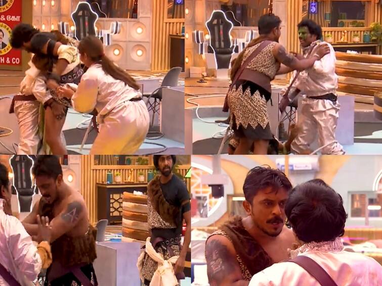 Bigg Boss 6 Tamil Day 53 promo second promo released bigg boss contestants indulges in physical violence Bigg Boss 6 Tamil : கழுத்து மீது கை வைத்த அசிம்; அதிர்ச்சியில் உறைந்த போட்டியாளர்கள்.. கைகலப்பில் முடிந்த டாஸ்க்!