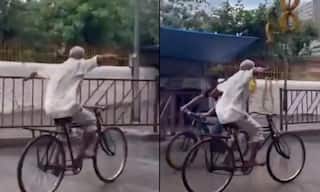 ਪੰਛੀ ਦੀ ਤਰ੍ਹਾਂ ਹਵਾ 'ਚ ਉੱਡ ਰਿਹਾ ਬਜ਼ੁਰਗ, ਸਾਈਕਲ 'ਤੇ ਦਿਖਾ ਰਿਹਾ ਸਟੰਟ ਵੀਡੀਓ ਵਾਇਰਲ