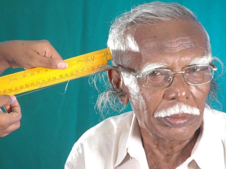 Anthony Victor from Tamil Nadu India retired school headmaster  has Longest Ear Hair Guinness World Record Since 2007 Guinness World Records: कान पर उगा लिए सबसे लंबे बाल, 15 साल से गिनीज वर्ल्ड रिकॉर्ड बरकरार
