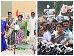 YSRTP Chief YS Sharmila Meets Telangana Governor Tamilisai Soundararajan Over Attacks - See Pics