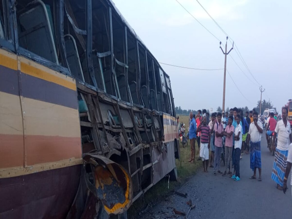 காஞ்சிபுரம் அருகே அரசு பேருந்து மீது லாரி மோதல் -  2 பெண்கள்  உயிரிழப்பு