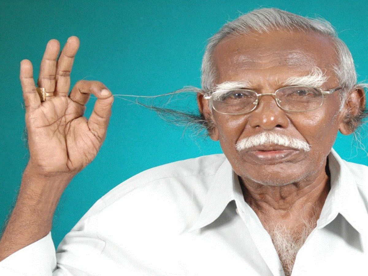 Retired Indian Headmaster Sets World Record For Longest Ear Hair