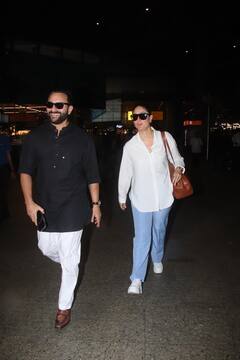 Kareena Kapoor-Saif Ali Khan Airport Look: देर रात एयरपोर्ट पर स्पॉट हुए करीना-सैफ, स्टार कपल के लुक ने फिर जीता फैंस का दिल