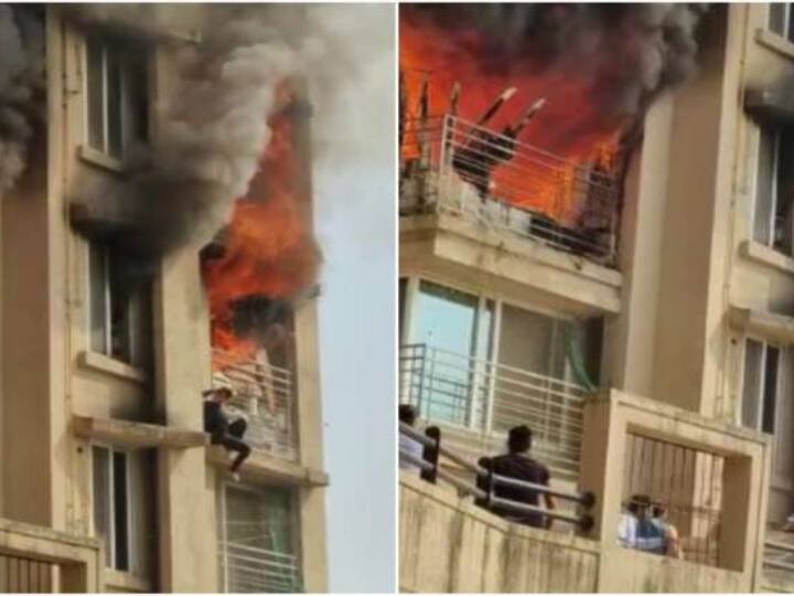 Mumbai Malad Fire girl jumps from window during muti storey building fire Mumbai: मलाड में बहुमंजिला इमारत में लगी भीषण आग, लड़की ने खिड़की से लगाई छलांग