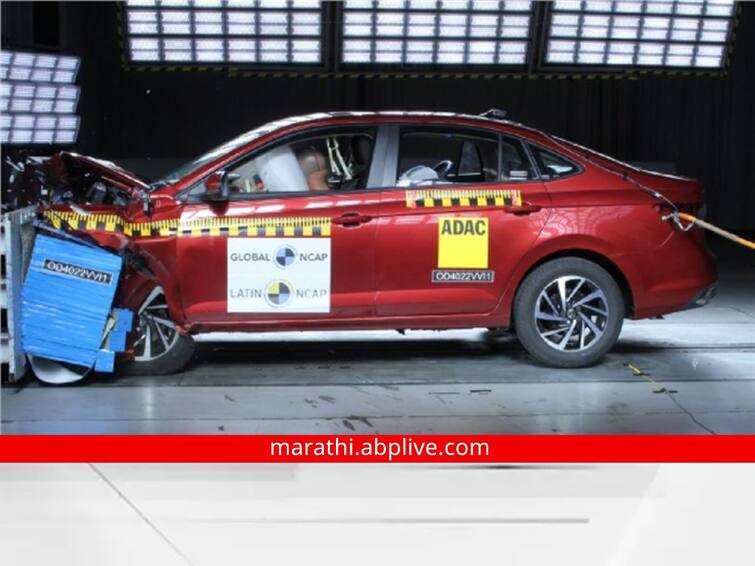 Volkswagen Virtus is the safest car in india  getting 5 stars in crash test marathi auto news Volkswagen Virtus आहे देशातली सर्वात सुरक्षित कार, क्रॅश टेस्टमध्ये मिळाले 5 स्टार