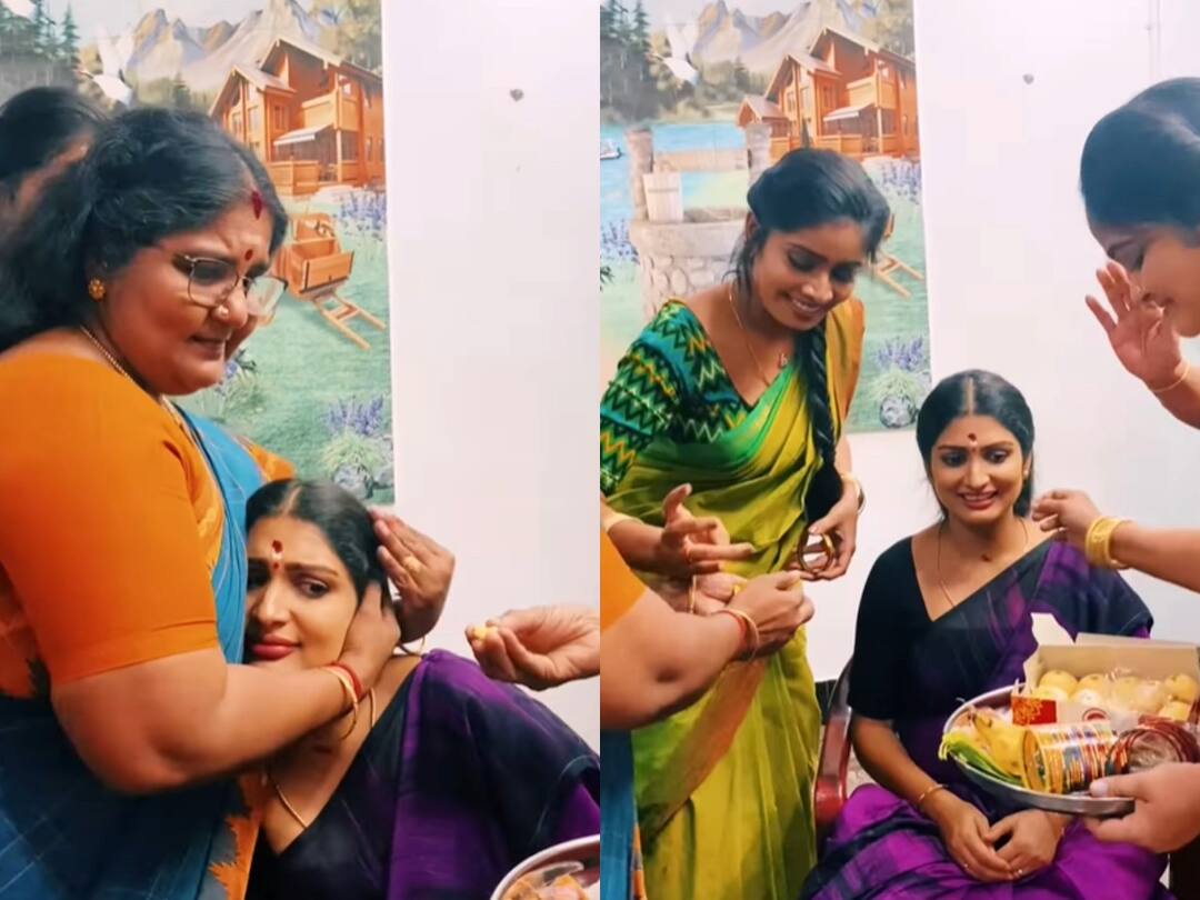 Sevvanthi Actress Divya: செவ்வந்தி படப்பிடிப்பில் சீமந்தம்..! ஆனந்தக் கண்ணீர் விட்ட நடிகை திவ்யா..! Serial actress Divya Shridhar baby shower video in Sevvanthi serial sets fans convey wishes Sevvanthi Actress Divya: செவ்வந்தி படப்பிடிப்பில் சீமந்தம்..! ஆனந்தக் கண்ணீர் விட்ட நடிகை திவ்யா..!