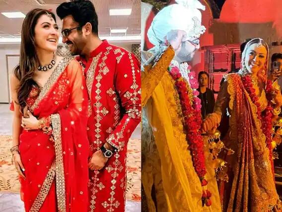 Hansika Motwani Wedding Album: અભિનેત્રી હંસિકા મોટવાણી અને સોહેલ કથુરિયા લગ્નના બંધનમાં બંધાઈ ગયા છે. બંનેના લગ્નથી લઈને પ્રી-વેડિંગ સુધીની તમામ તસવીરો અને વીડિયો સોશિયલ મીડિયા પર શેરકરી છે.