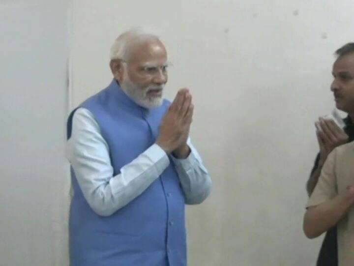 PM Modi exercised his franchise at Nishan Public School, Ranip in Ahmedabad. (Image Source: ANI)