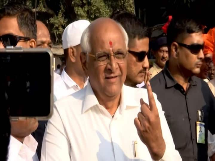 Gujarat CM Bhupendra Patel casts vote, says BJP will break all its old records in elections. (Image Source: Twitter/ANI)