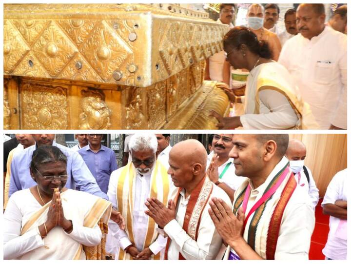 On her maiden visit to the hill shrine after assuming office, President Droupadi Murmu along with her entourage had darshan and participated in various rituals.