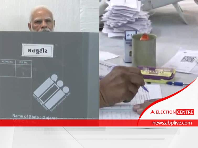 PM Modi Cast His Vote First Photo Gujarat Assembly Election 2022 at Sabarmati Constituency Gujarat Elections 2022: PM Narendra Modi Casts Vote In Ahmedabad School Amid Phase 2 Polling — WATCH