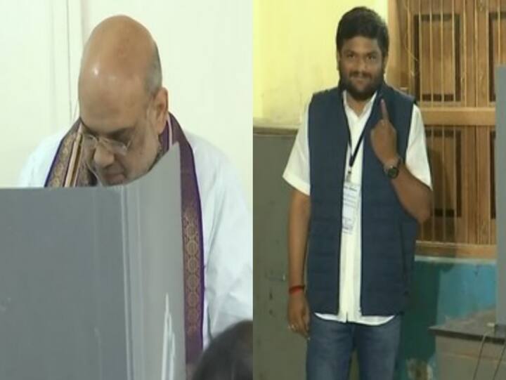 Union Home Minister Amit Shah and Hardik Patel Cast Vote Amid Phase 2 Polling. (Image Source: Twitter/ANI)