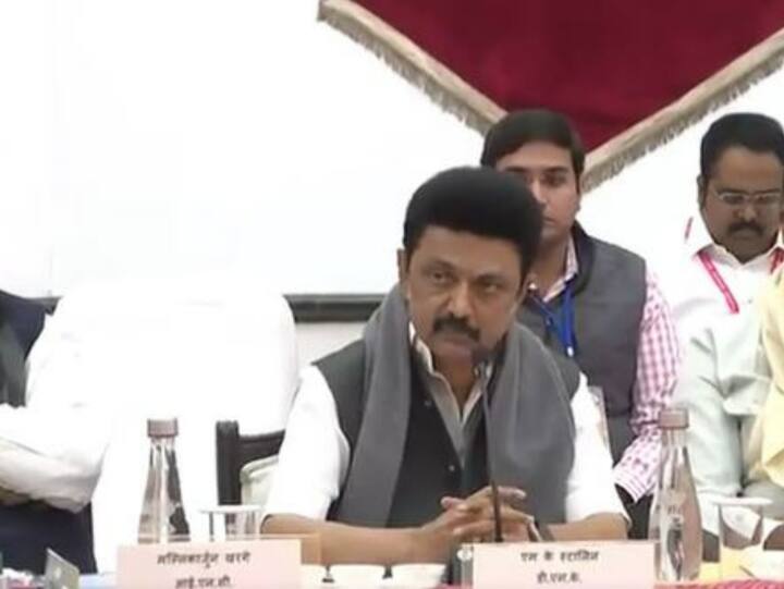 Tamil Nadu Chief Minister MK Stalin was also present at the meeting. (Photo: ANI)