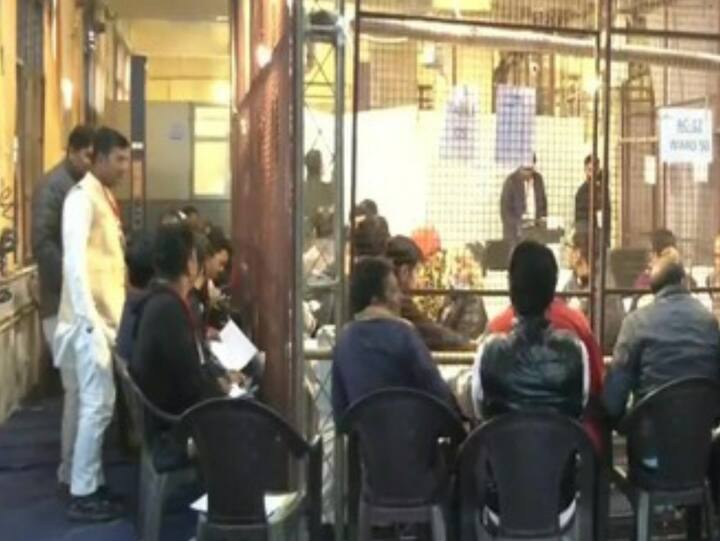 Visuals from the counting centre at Mangolpuri ITI. (Photo: ANI)