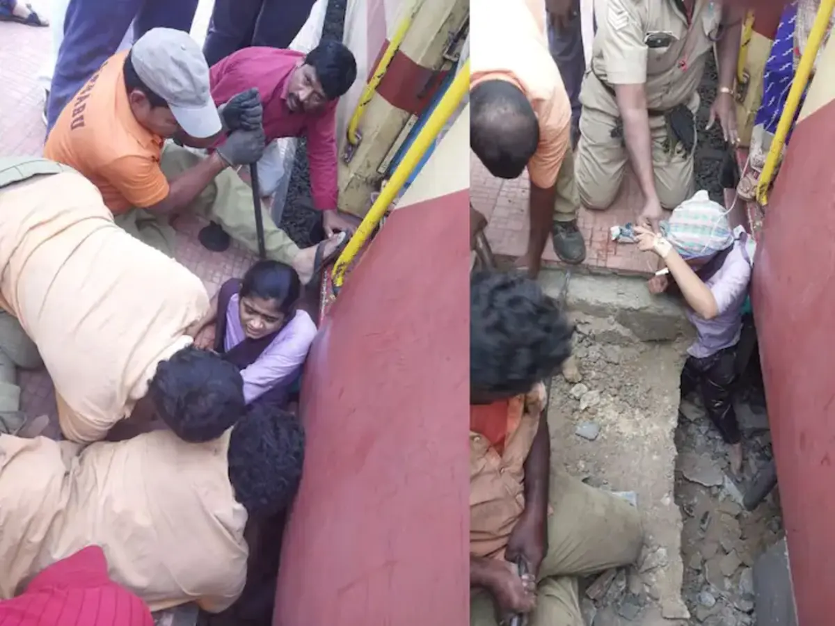 Andhra Pradesh: Student Stuck Between Platform And Train At Duvvada, Rescued Andhra Pradesh: Student Stuck Between Platform And Train At Duvvada, Rescued