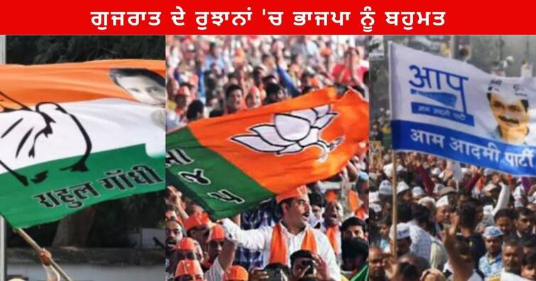 Gujarat Election Results 2022 : Trends BJP AAM Aadmi party and Congress Gujarat Results 2022 : ਗੁਜਰਾਤ ਦੇ ਰੁਝਾਨਾਂ 'ਚ ਭਾਜਪਾ ਨੂੰ ਬਹੁਮਤ, 'ਆਪ' ਦਾ ਖੁੱਲ੍ਹਿਆ ਖਾਤਾ , ਸਿਮਟ ਗਈ ਕਾਂਗਰਸ