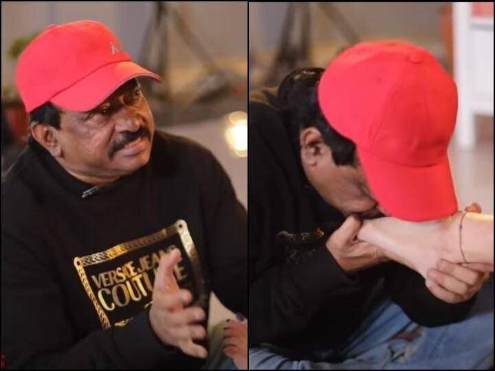 Ram Gopal Varma posted a video in which he kissing actress Ashu Reddy's feet Ram Gopal Varma Video: इस एक्ट्रेस के साथ जमकर फ्लर्ट करते दिखे राम गोपाल वर्मा, पैर चूमते हुए वायरल हो रहा वीडियो